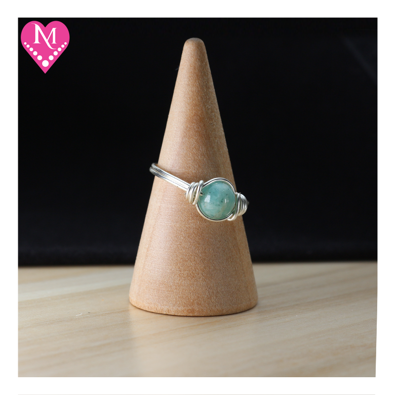Single Stone Rings (Amazonite, Silver Plated Wire)
