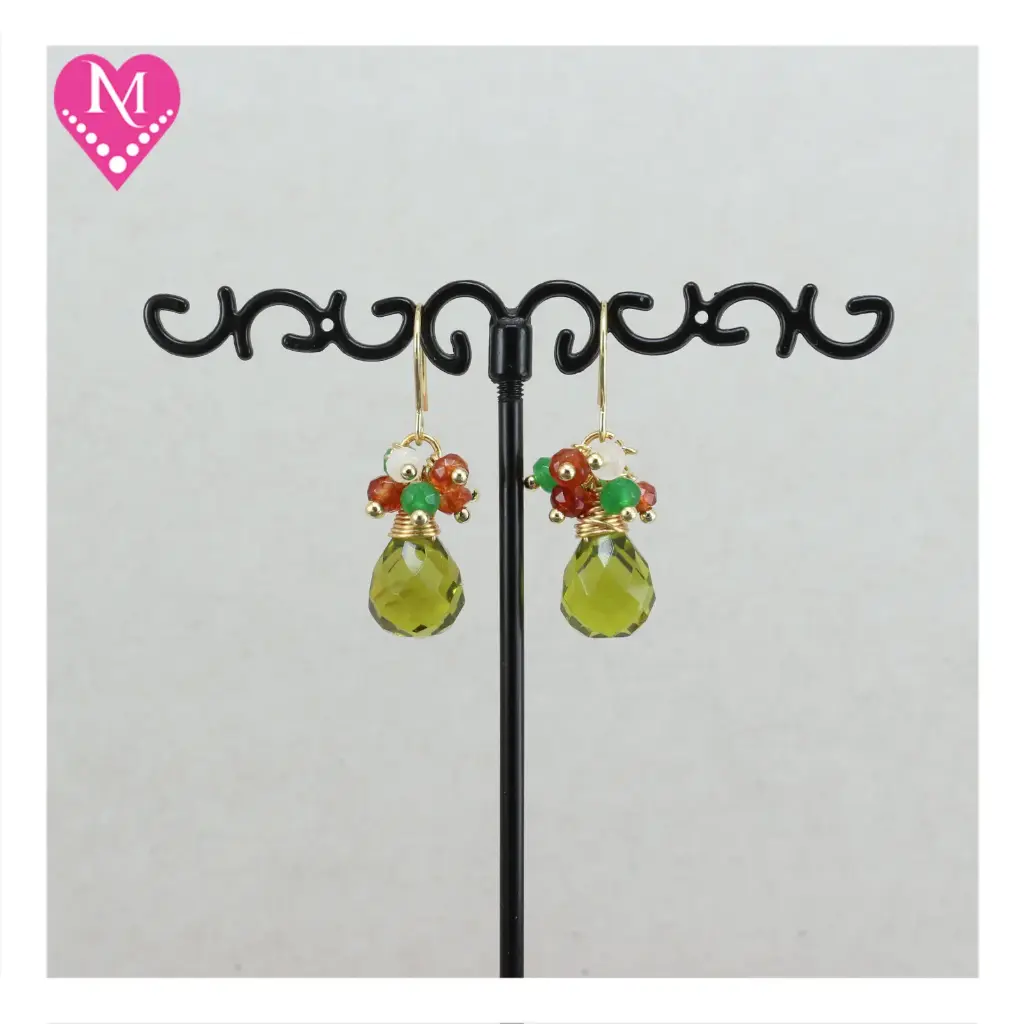 Peridot Crystal, Green Aventurine, Garnet & White Jade