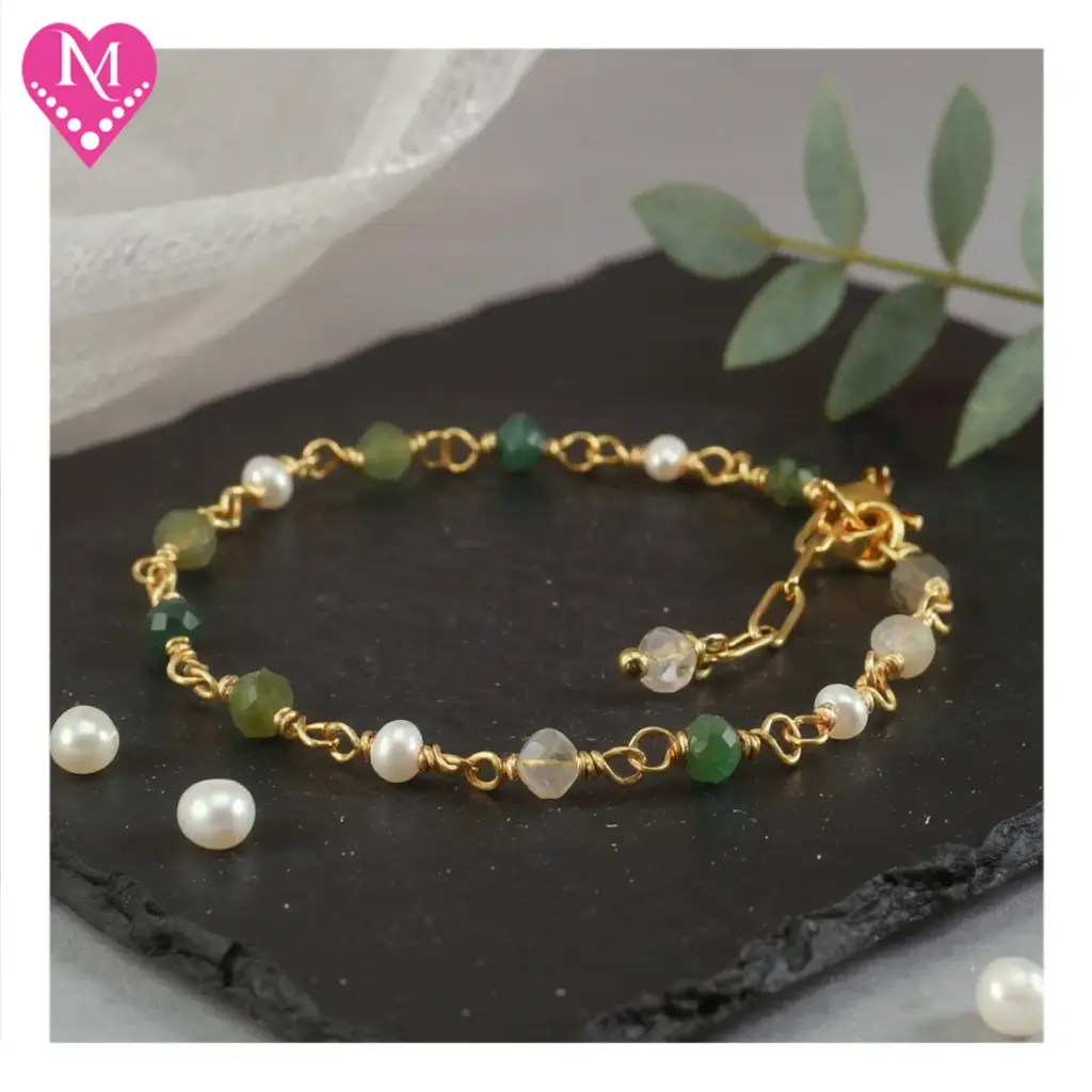Moss Agate & Pearl