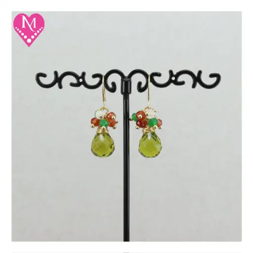 Peridot Crystal, Green Aventurine, Garnet & White Jade