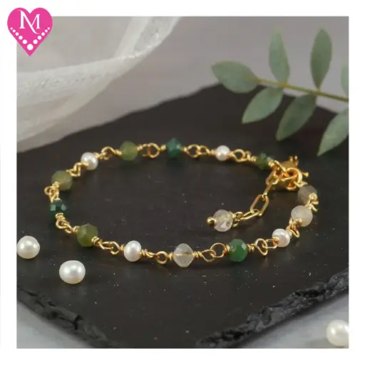 Moss Agate & Pearl
